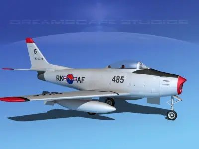 North American F-86 Sabre Jet V19 RKAF 3D model