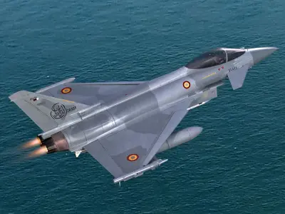 Qatar EuroFighter Typhoon Fully Rigged-High Resolution Cocpit Low-poly 3D model