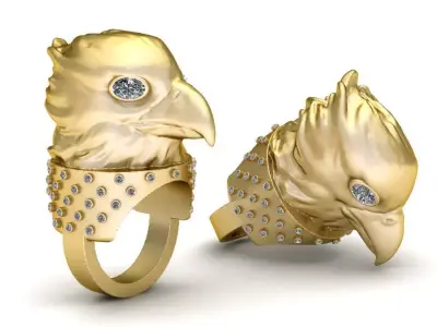  EAGLE BIRD FACE RING pendant 3D print model