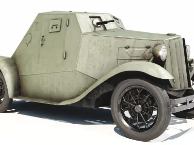 D-8 Soviet light armored car 1930s Low-poly 3D model
