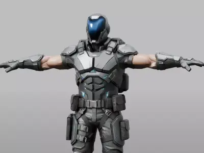 Sci-Fi Bounty Hunter Character  Low-poly 3D model
