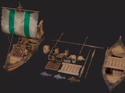 Sea Boat Asset Low-poly 3D model