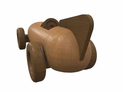 Wooden car toy racer 1 Free 3D model