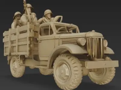 Military Cargo Truck with Soldiers 1 3D print model