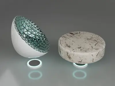 Sci-fi Chair and Table Free low-poly 3D model