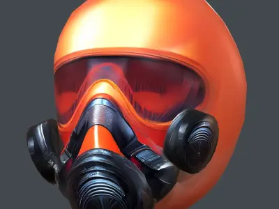 Gas mask helmet scifi Low-poly character art game space  Low-poly 3D model 10