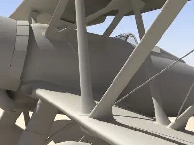 Fiat CR42 Falco Fighter Bi-Plane 3D model