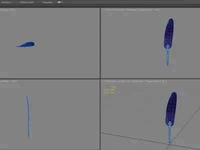 A pen made of feather   Low-poly 3D model