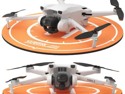 drone dji mini with landing pad 3D model