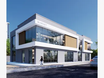 Building market Low-poly 3D model