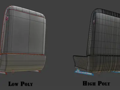 Classic Car Seat many Leather PBR Options Low-poly 3D model