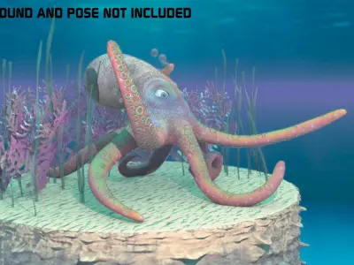 Octopus Rigged Low-poly 3D model