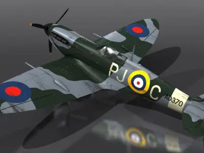 SPITFIRE MK VB 130th Squadron Low-poly 3D model