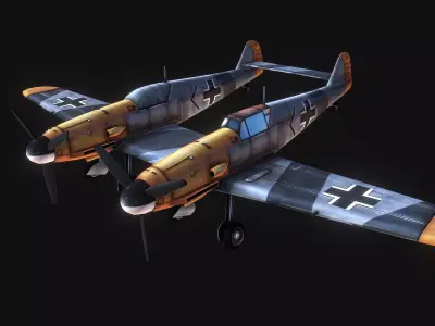 Messerschmitt Bf 109 zwilling Low-poly 3D model