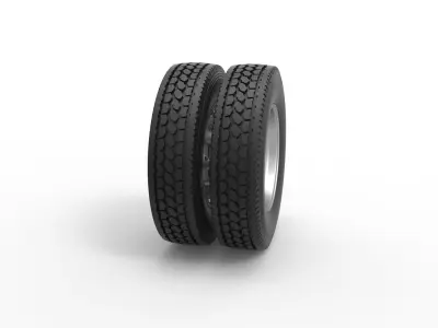 Rear custom wheel of semi truck Version 9 Scale 1 to 25 3D print model