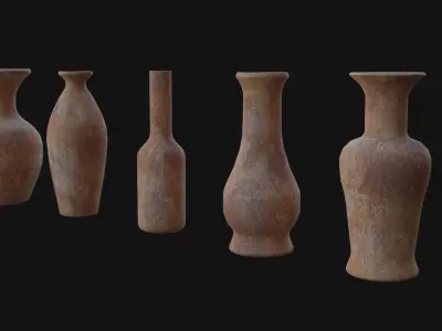 old Vases set 1 Low-poly 3D model