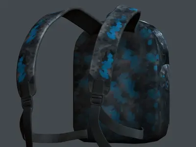Backpack military combat Black baggage  Low-poly 3D model