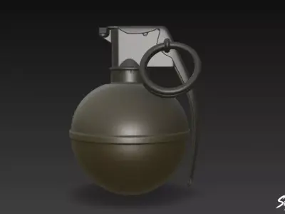 Grenade Olive 01 Low-poly 3D model