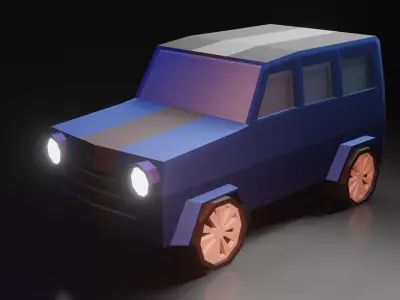 low poly jeep car Low-poly 3D model