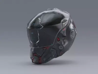 lowpoly scifi helmet Free low-poly 3D model