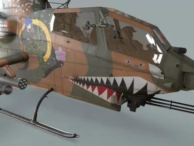 Bell AH-1S Cobra JGSDF Aoi Kisarazu Basic Animation Low-poly 3D model