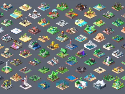 Worlds Square Low-poly 3D model