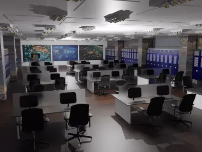 Mission Control Center Low-poly 3D model