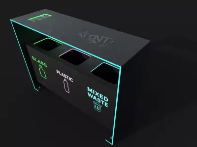 Cyberpunk Waste Sorting Station Low-poly 3D model