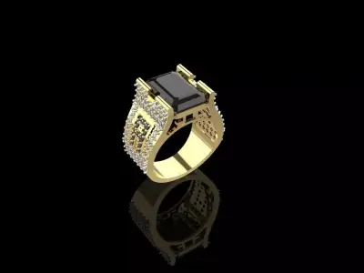 Genuine Gems Men Octagon Ring Low-poly 3D model