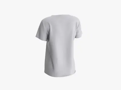 Female T-Shirt Dropped Shoulder Deep V Collar Short Sleeve 3D model