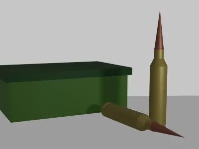 AK47 and bullets Low-poly 3D model