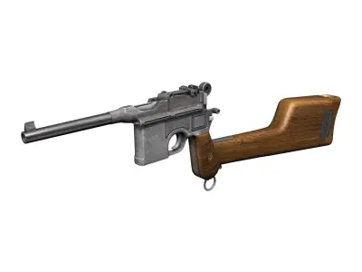 Mauser C96 Broomhandle with Stock 3D model