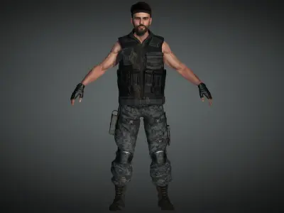 AAA Military Male Character 03 Low-poly 3D model