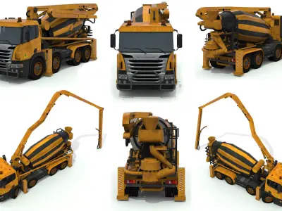 concrete mixer truck Low-poly 3D model