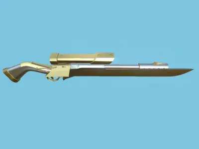 Sniper Gunblade 05 Luxury Golden - Character SciFi Design Low-poly 3D model