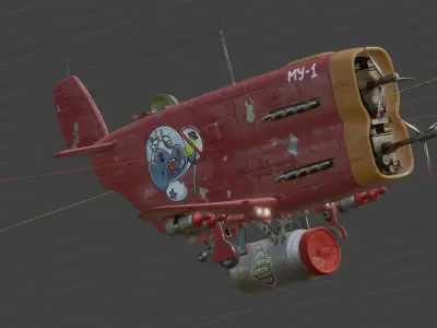 Stylized airplane model high-poly modeling 3D model