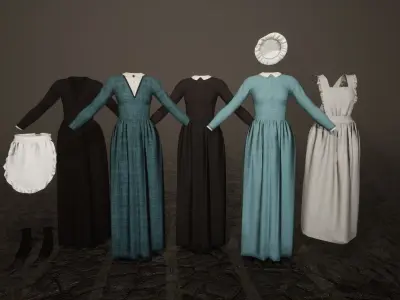 Victorian Maids Low-poly 3D model