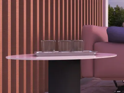 Contemporary Coffee and End Table with Props Low-poly 3D model