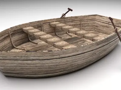 Fishing Wooden Boat 3D model
