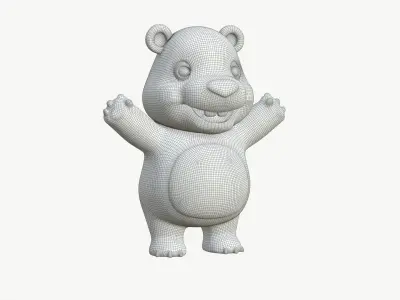 High-Quality Stylized Cartoon Bear Character 3D model