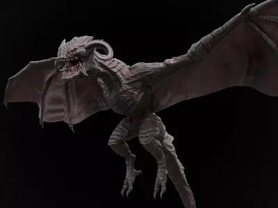 Hell Wyvern - Infernal Dragon Low-poly 3D model
