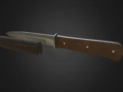WW1 German Knife with a satch asset Free low-poly 3D model