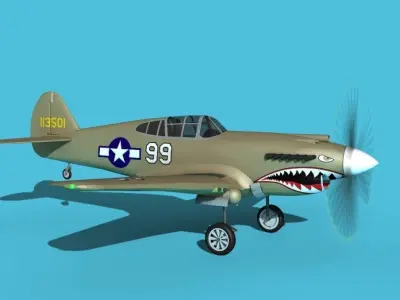Curtiss P-40B Warhawk V10 USAAF 3D model