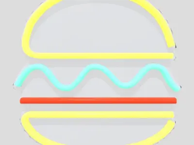 Neon Sign Burger Low-poly 3D model
