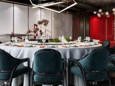 restaurant modern living room with accents 3D model