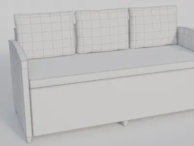 Garden furniture set sofa chair table pouffe Low-poly 3D model