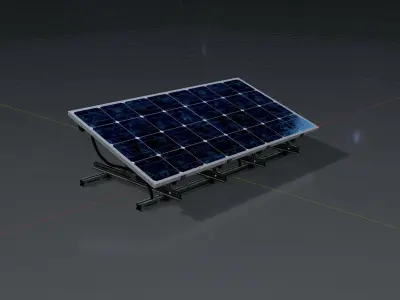Solar module version 3 2x4m tilt angle 20 degrees with stand Low-poly 3D model