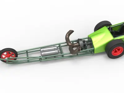 3 wheeled dragster with Turbonique Rocket Turbine Scale 1 to 25 3D print model