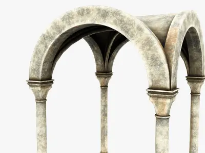 Column three arches Low-poly 3D model
