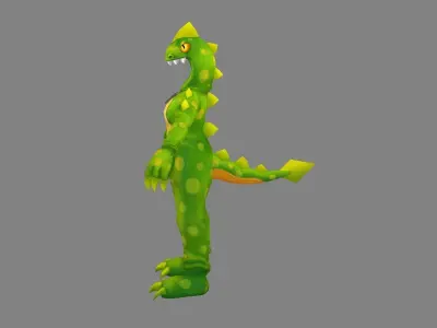 Cartoon green dragon costume - cosplay Low-poly 3D model
